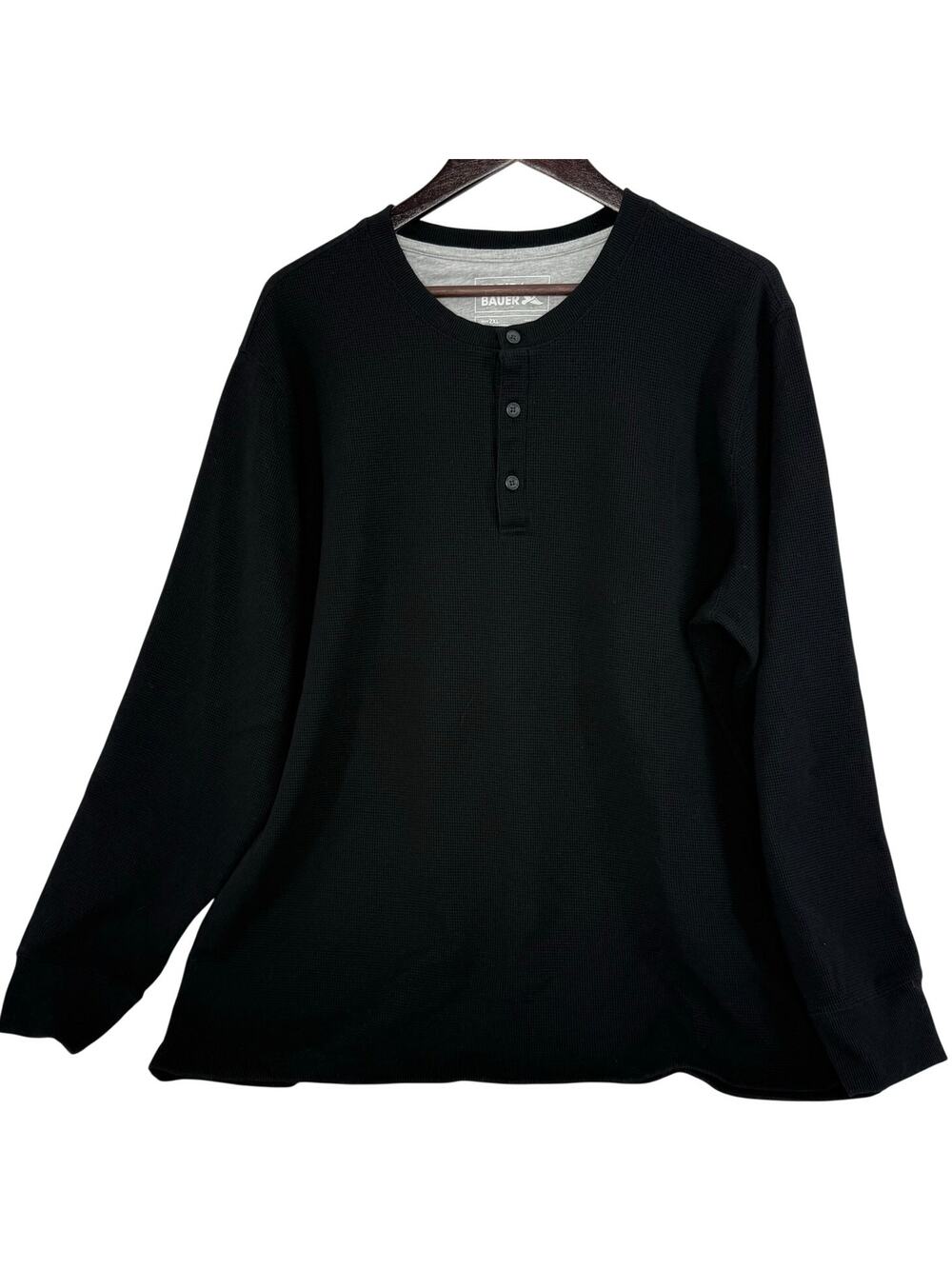 Eddie Bauer Black Waffle Henley 2XL